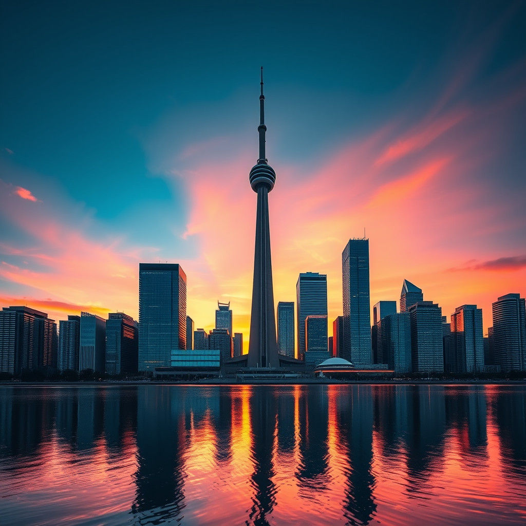 Toronto Skyline Sunset: Hyperrealistic Architectural Grandeu...