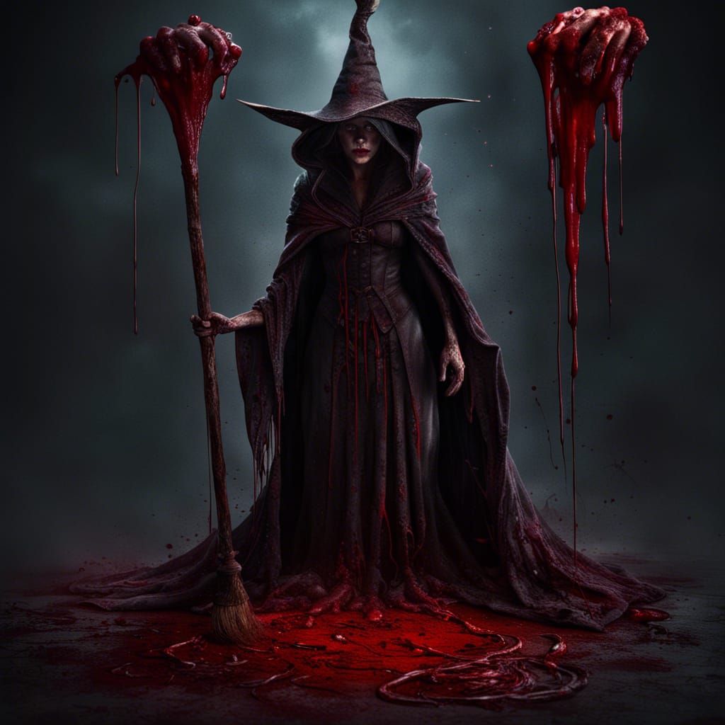 Gruesome Evil Witch in Detailed Fantasy Art