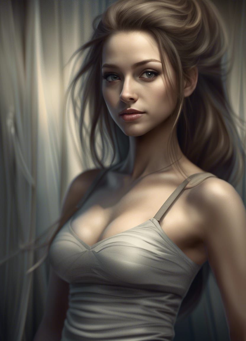 Epic Anime Woman Portrait in Charcoal Style