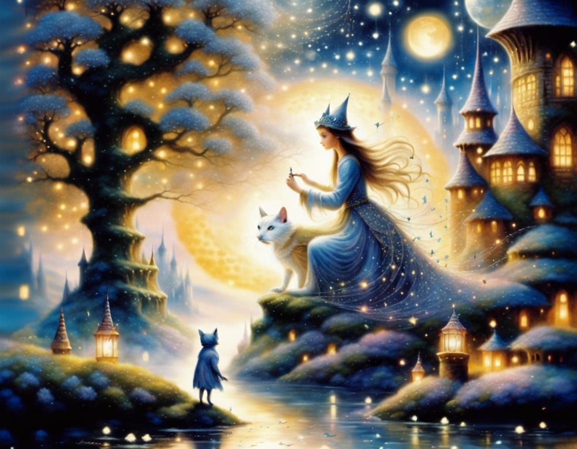 Enchanted Castle by River in Fantasy Illustration
