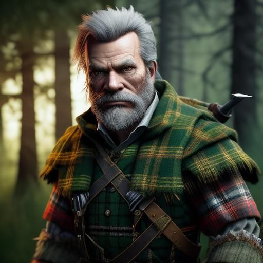 Highlander Splitting Logs: 3D Digital Art