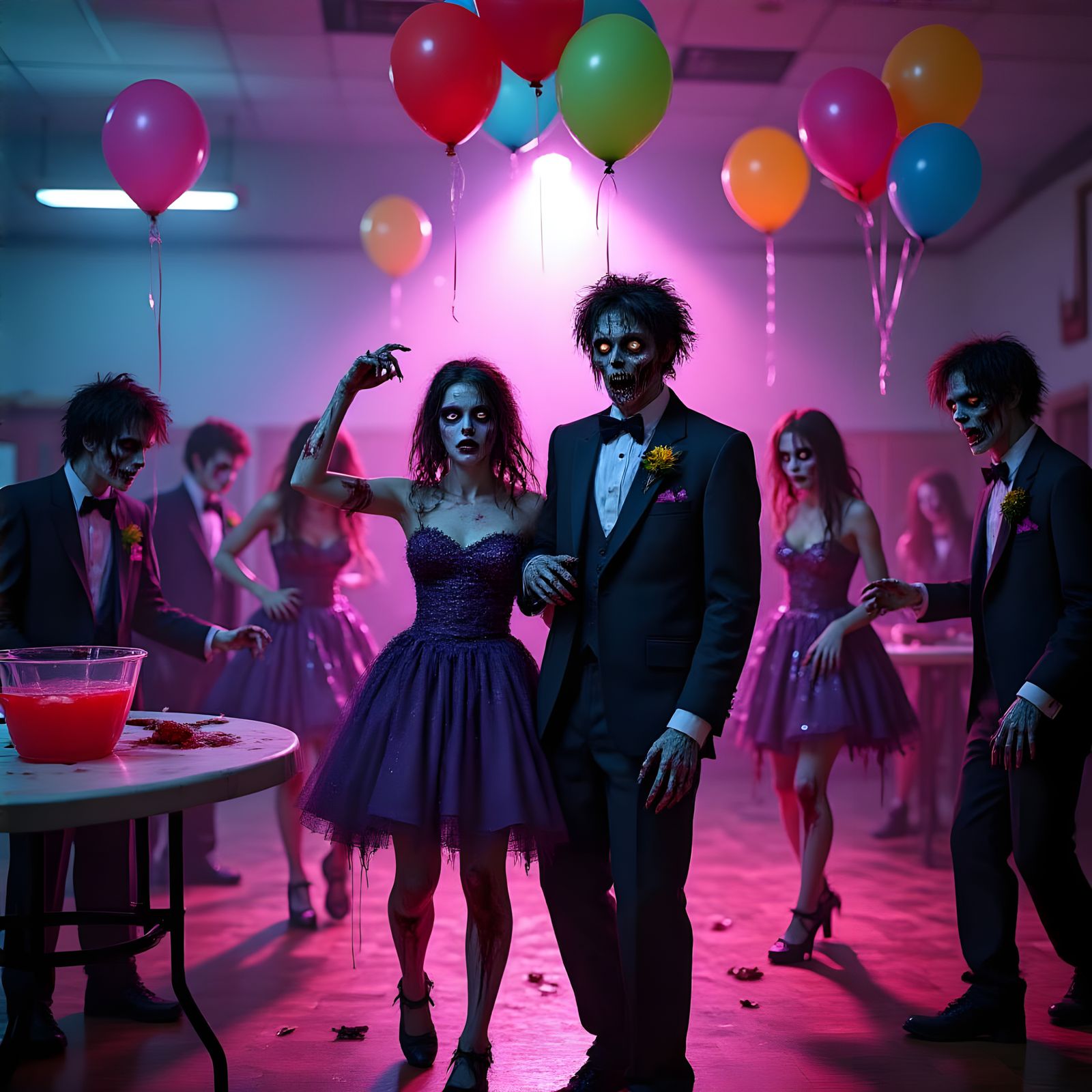 Zombie Prom Night Dance Party in Gym