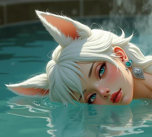 In the Onsen (温泉) the Kitsune turned and gazed