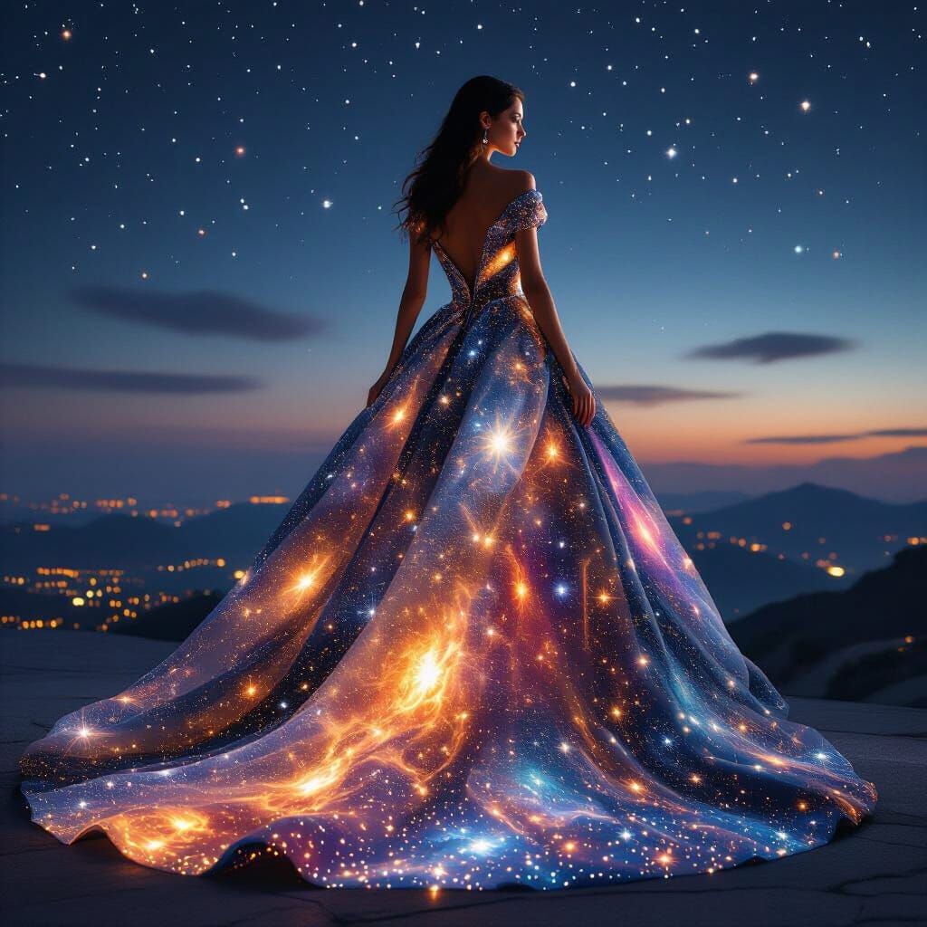 Galactic Gown: A Dazzling Celestial Fashion Concept