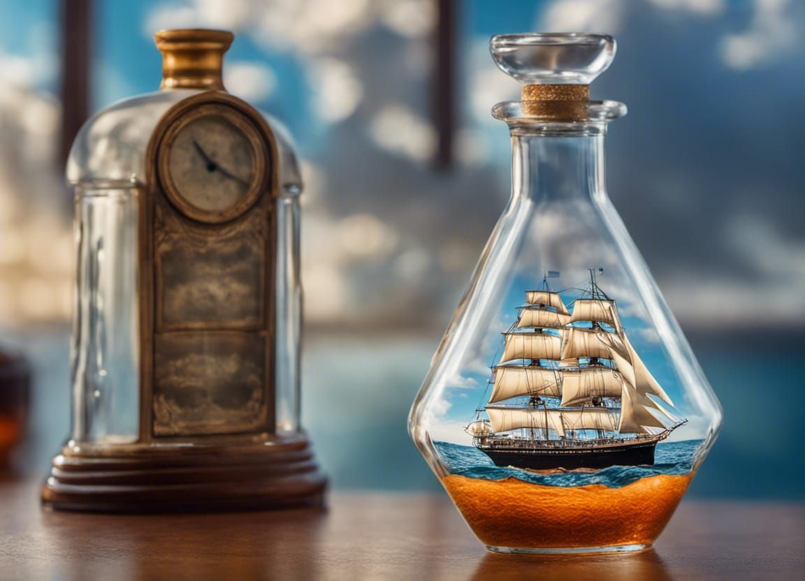 Clipper Ship in a Bottle: Watercolor Style