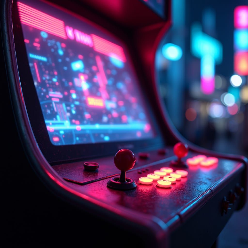 Cyberpunk Arcade Machine Glows with Retro-Futuristic Energy