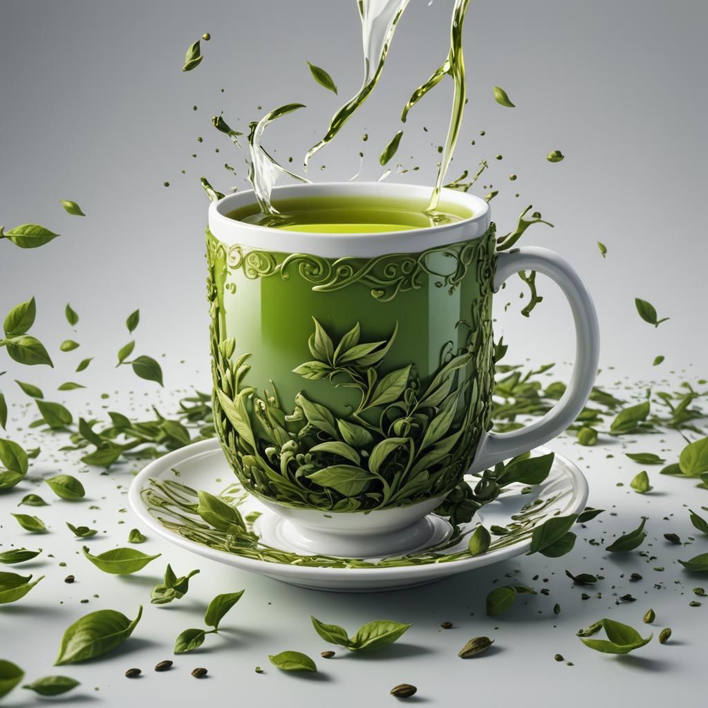 Immunity Booster Green Tea Cup: Detailed Matte Painting