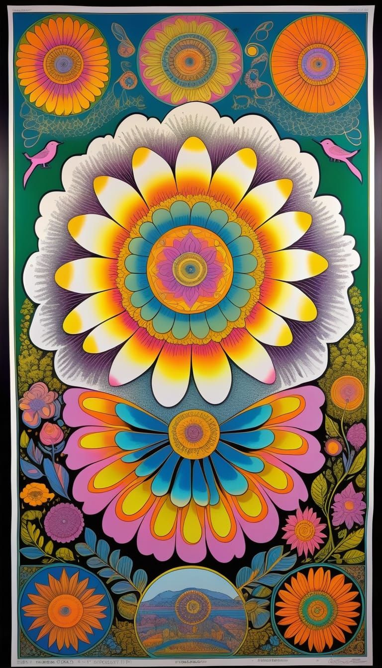 Psychedelic Concert Poster Art in 1968 Style