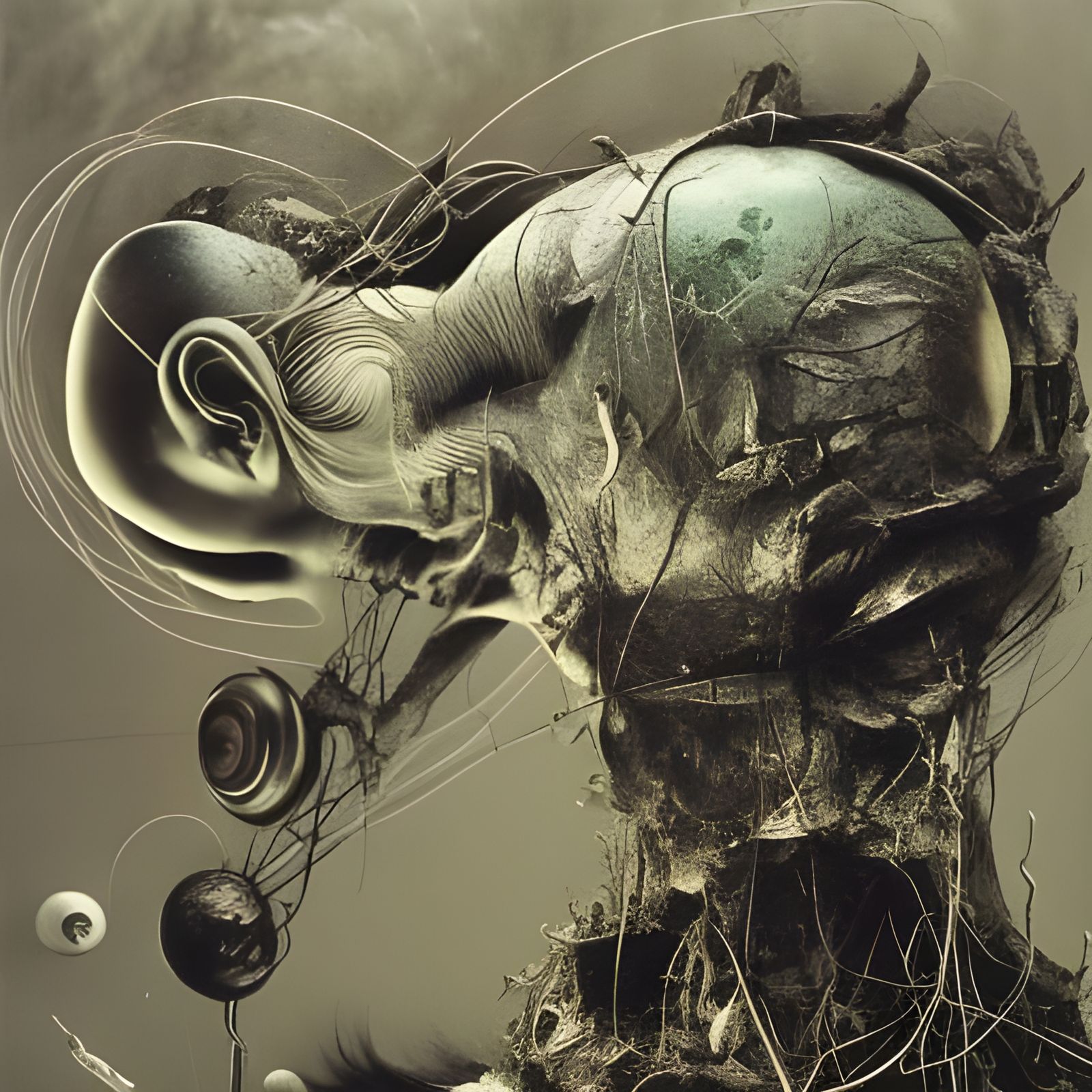 Surreal Asylum: A Sci-Fi Nightmare in Mixed Media