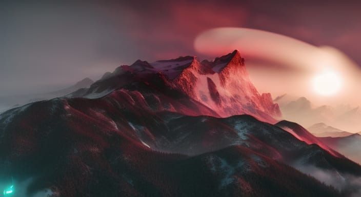 Surreal Urban Landscape Under Full Moon in 8K