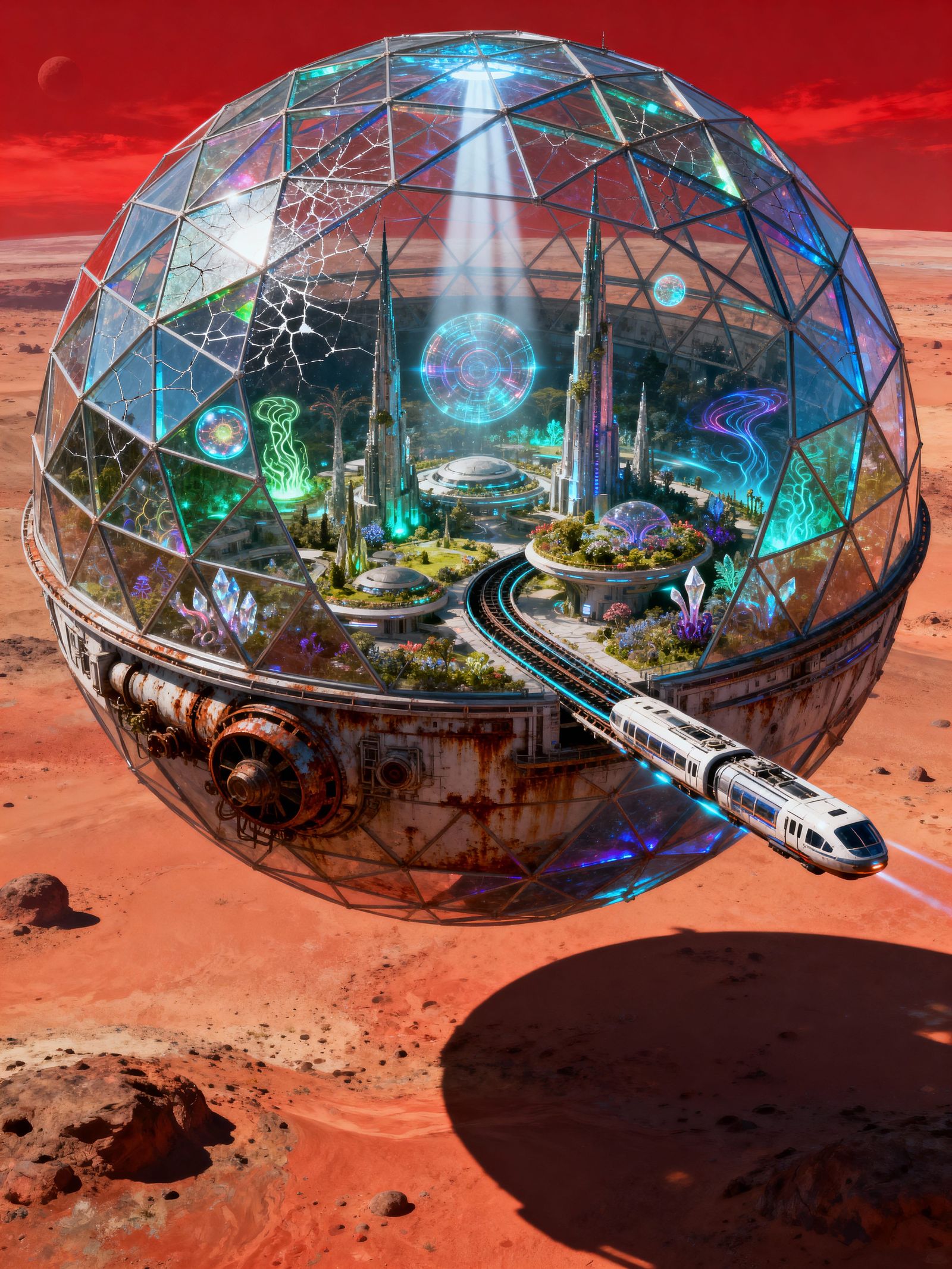 Futuristic Geodesic Dome Colony on Mars