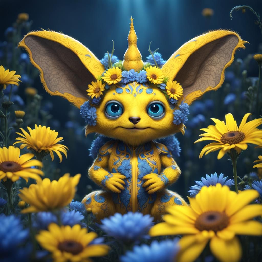 Cute Creature with Pencil in a Detailed Fantasy Painting