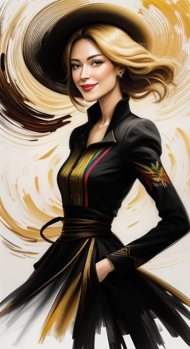 Smiling Woman Portrait as Oil Painting