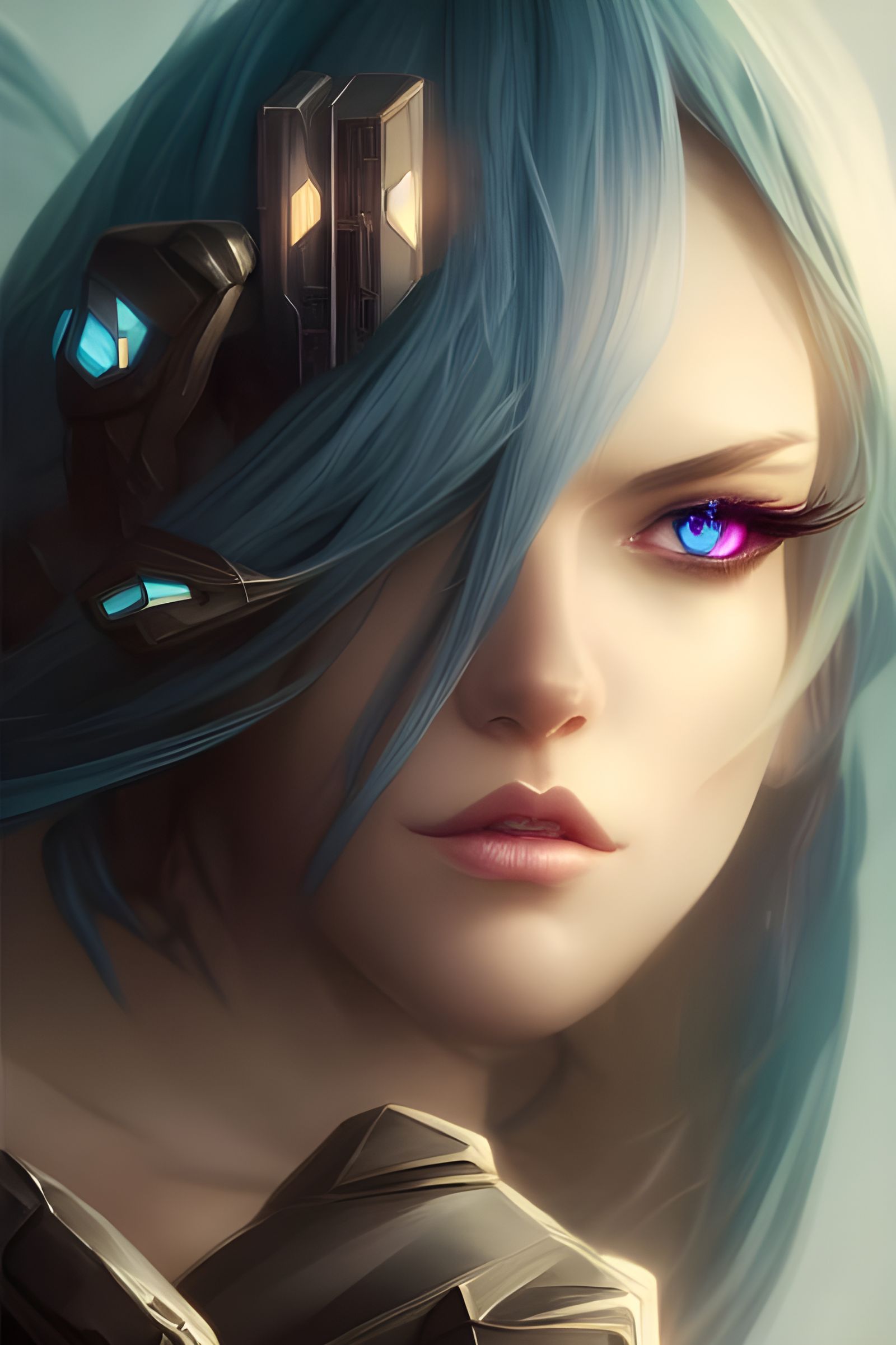 Cyberpunk Dark Elf Goddess in a Lightning Landscape