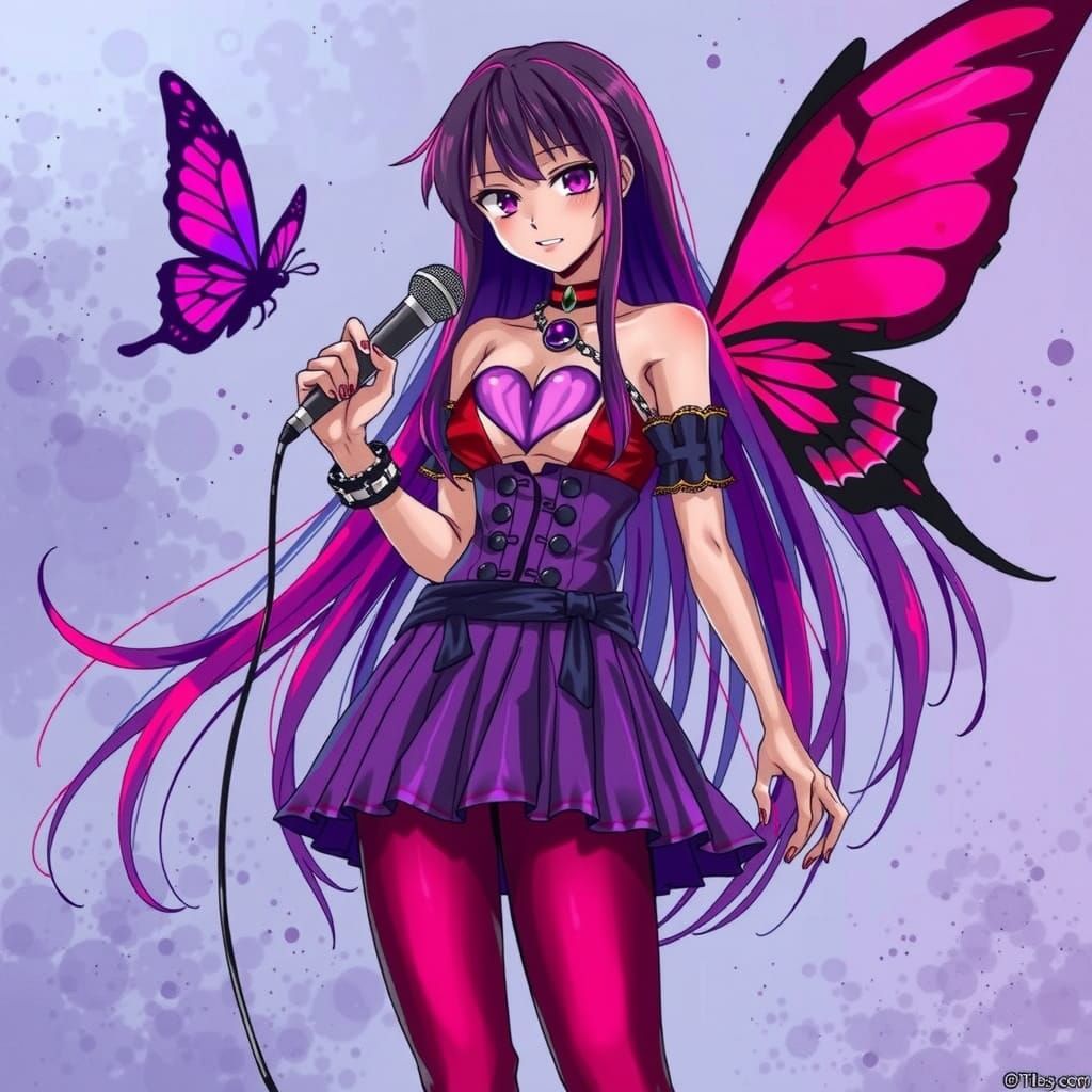 Anime Villain Girl Controlled by Dark Purple Butterfly