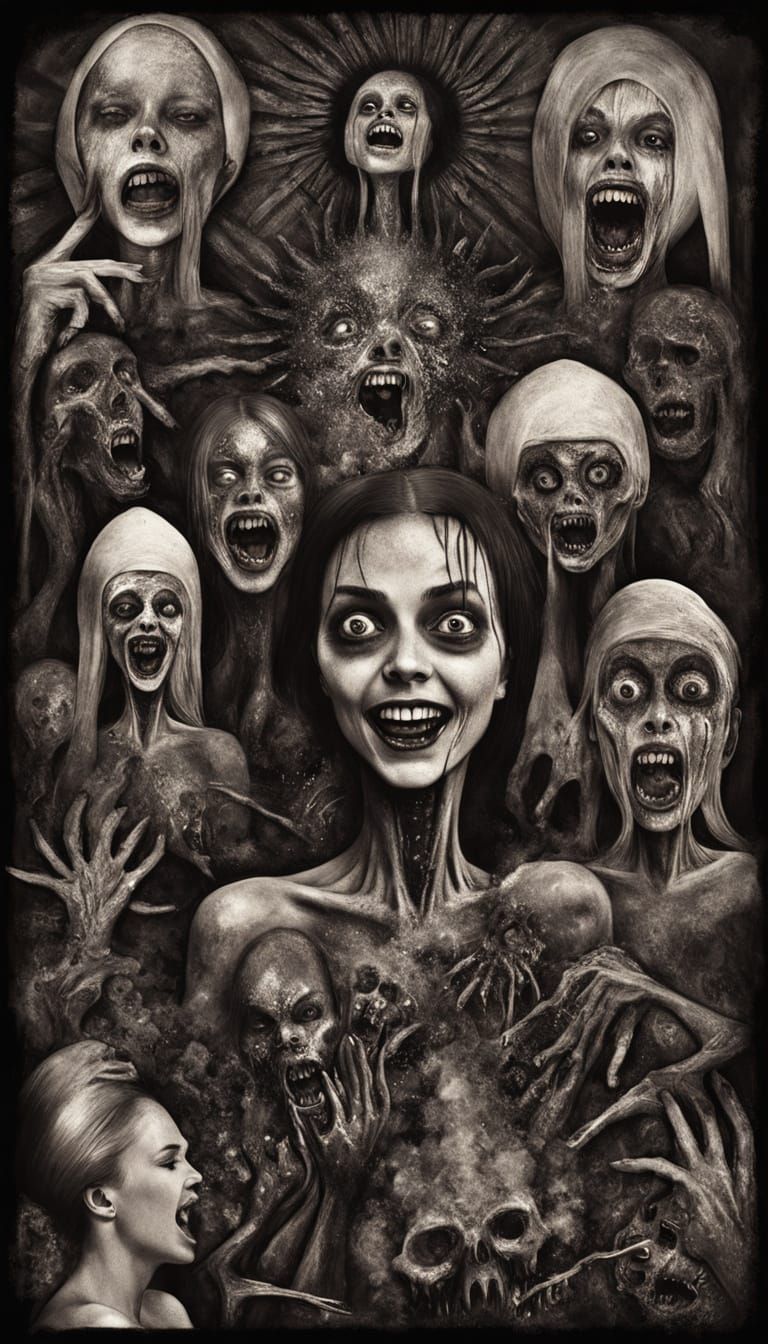 Dark Horror Collage of Demented Women