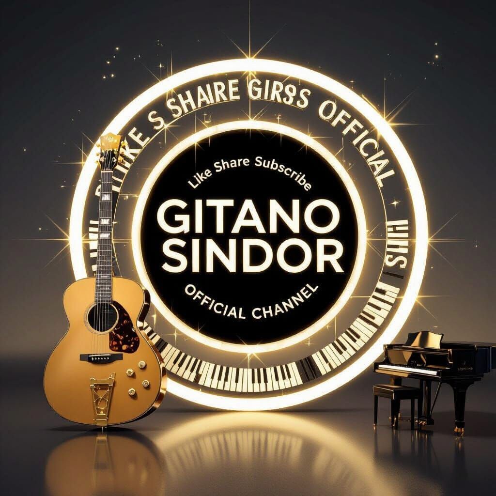 Elegant Gold YouTube Banner with Guitar and Piano