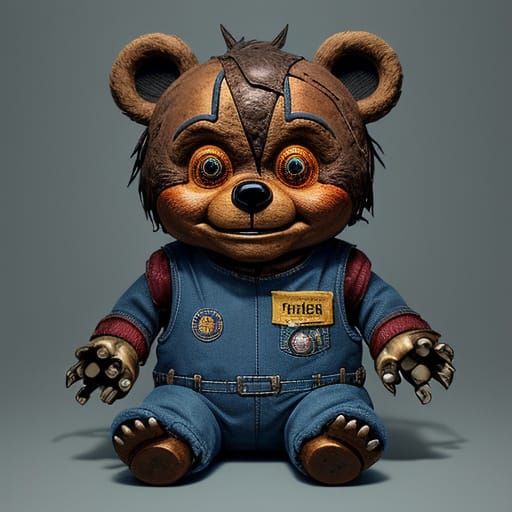 Eerie Animatronic Bear with Flickering Light