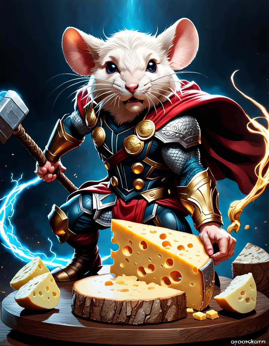 Thor Mouse Battles Cheese Monster: Artstation Portrait