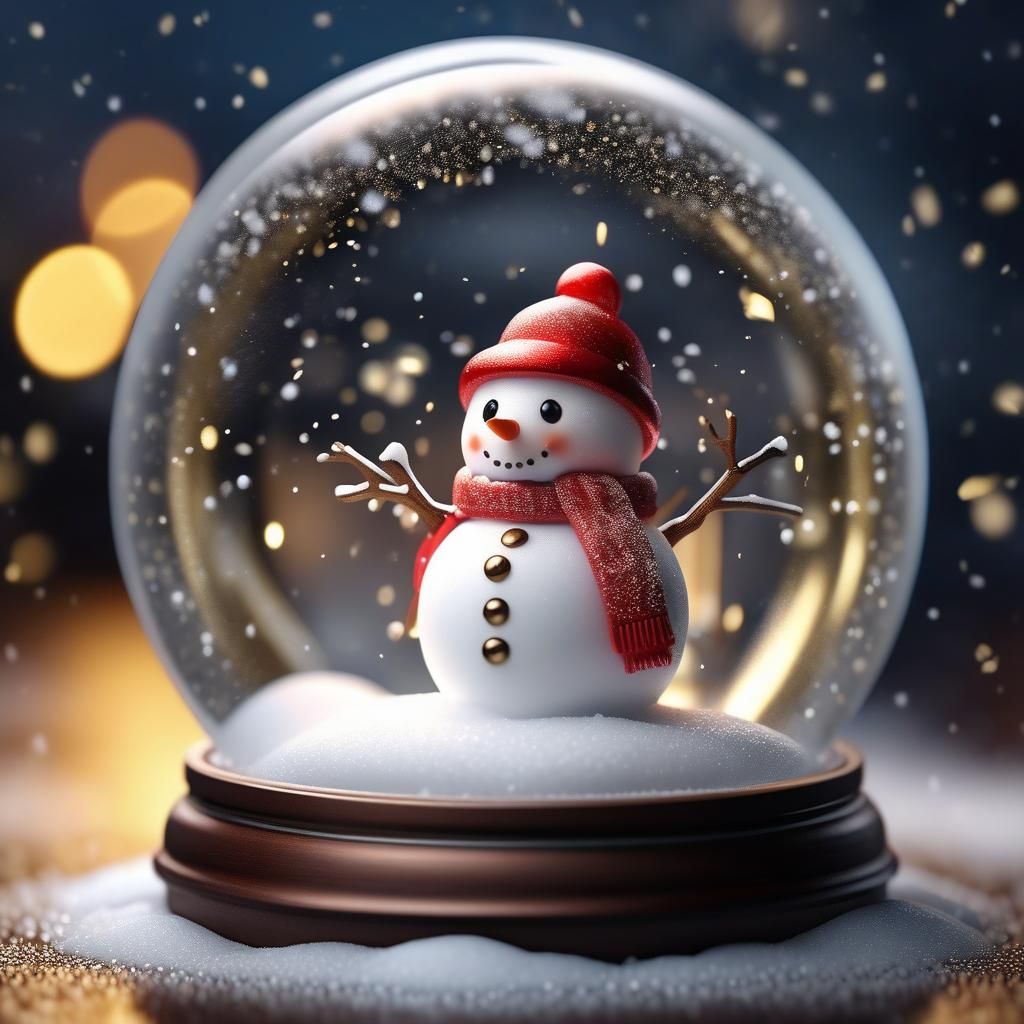 Adorable 3D Snowman in a Snow Globe