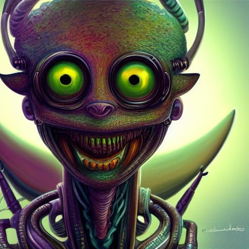 Cybernetic Goblin Portrait in Cyberpunk Style