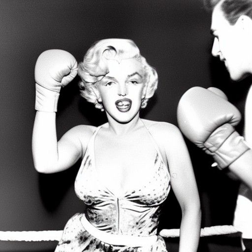 Marilyn Monroe Boxing a Lizard Man