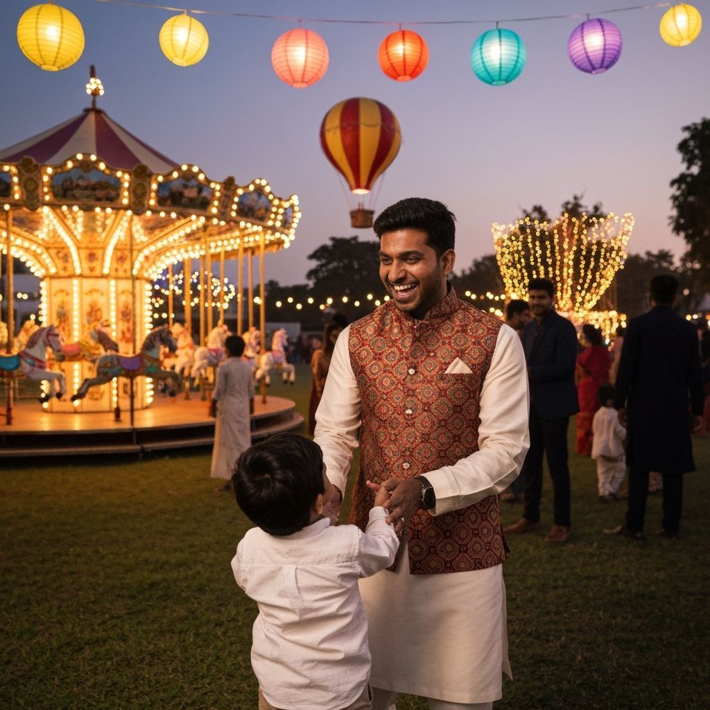 Festive Carnival Scene at Twilight with Carousel