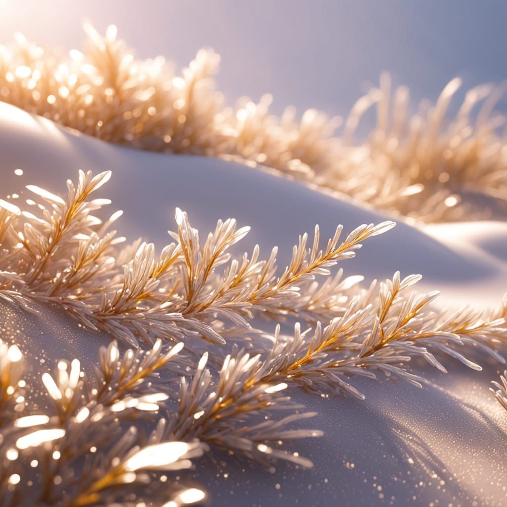 Frost-Covered Grass with Distant Cityscape
