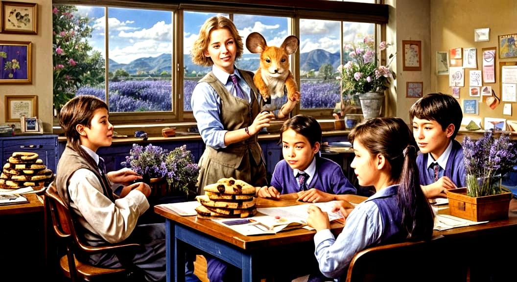 Whimsical Classroom Scene in Luminist Style