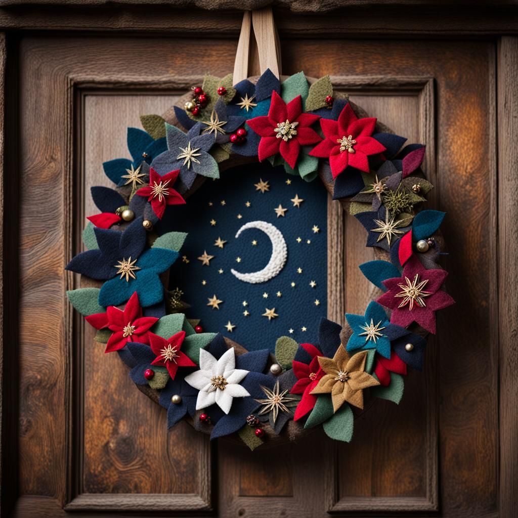 Mystical Christmas Wreath on Oak Door