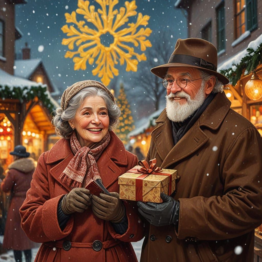 Vintage Christmas Joy in a Snowy Winter Market