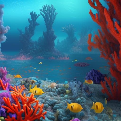 Atlantis Entrance: Colorful Coral Reef in Deep Ocean