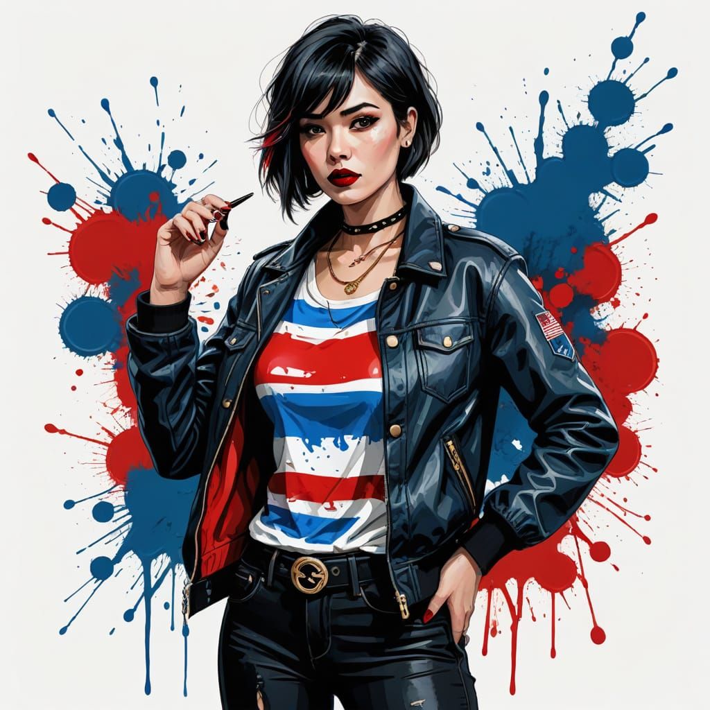 Comic Book Style Woman in Ink Illustration