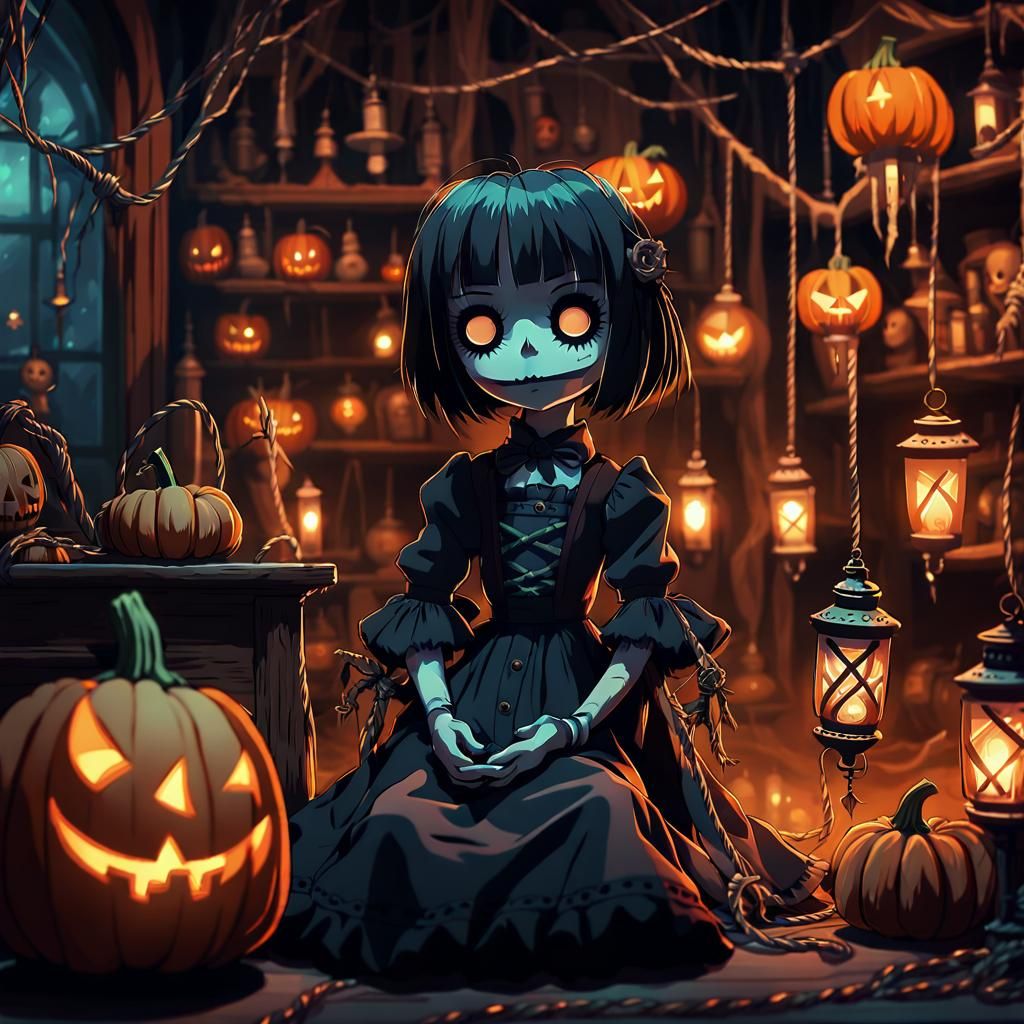 Evil Doll Plays with Death: Dark Anime Art