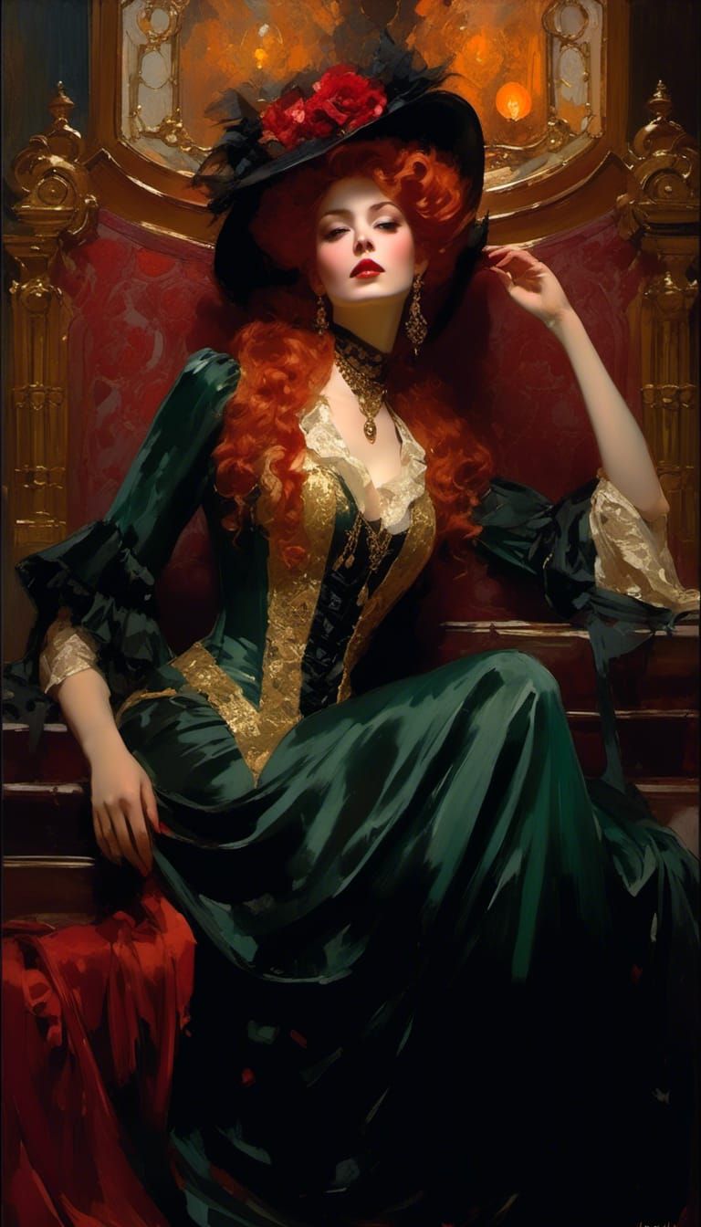 Victorian Vampire Mina Harker in Edward Cucuel Style