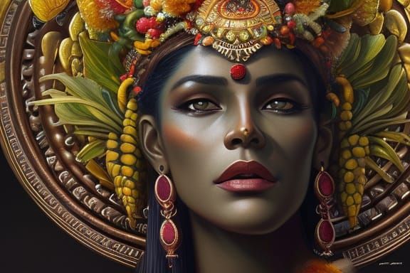 Chicomecoatl: Aztec Corn Goddess Portrait