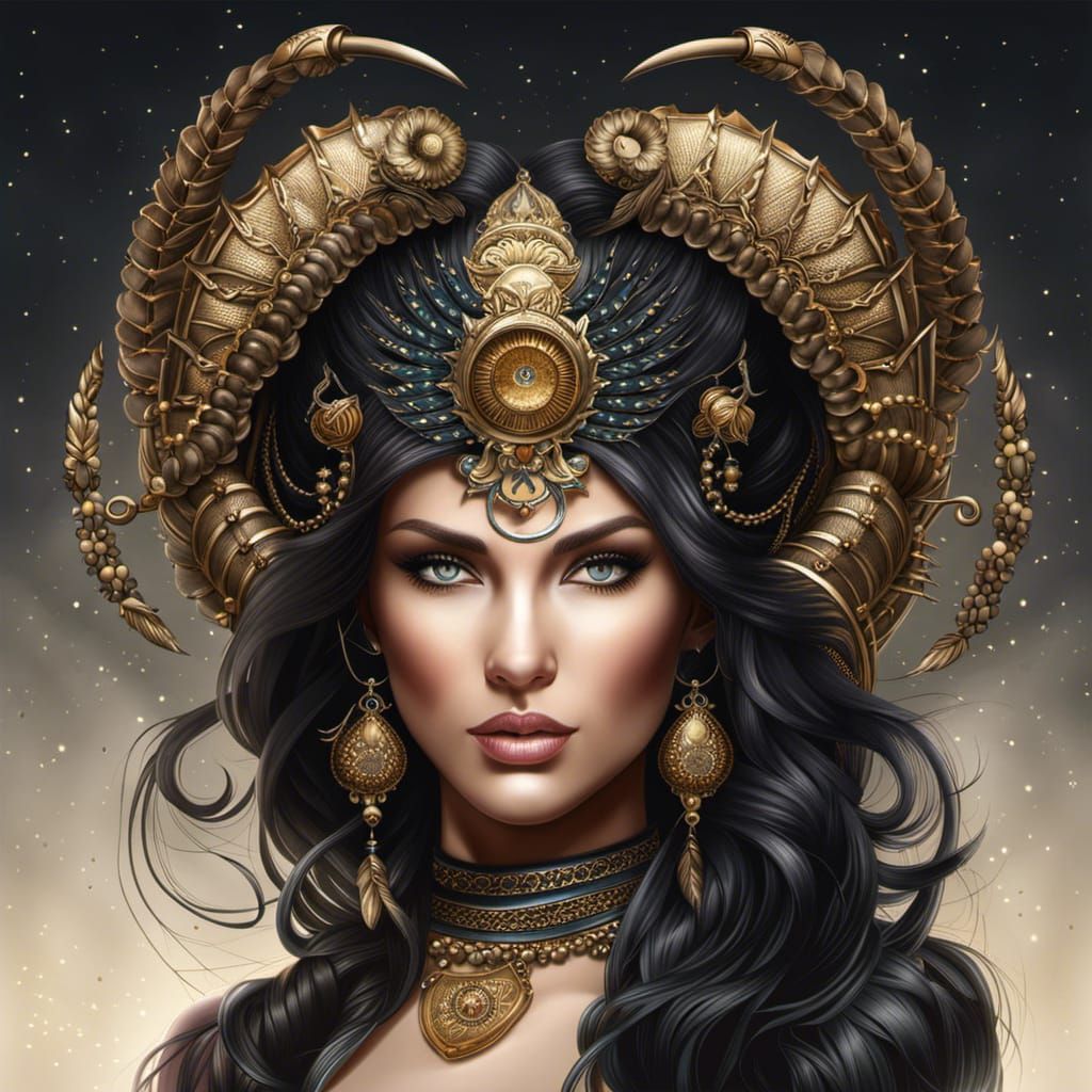 Scorpio Zodiac Sign as Beautiful Woman Illustration