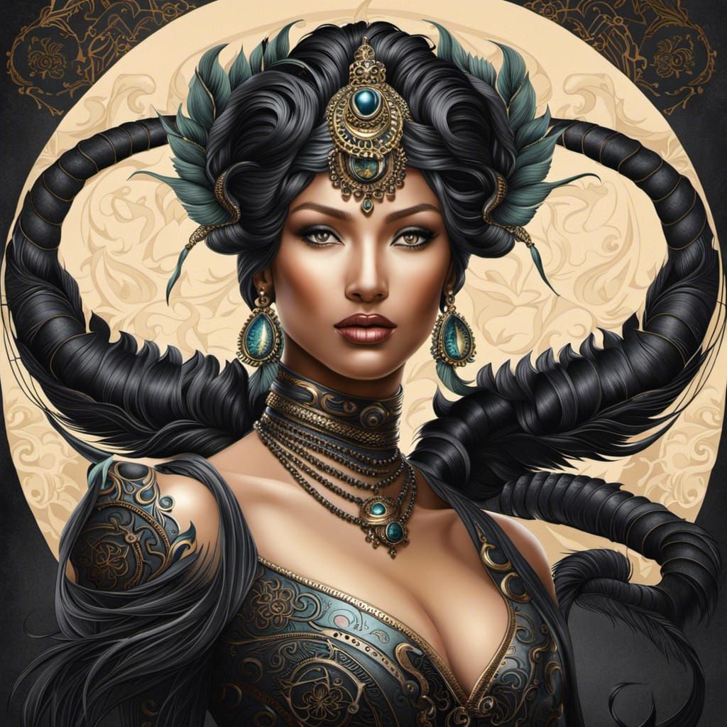 Scorpio: Beautiful Woman in Hyperrealistic Illustration