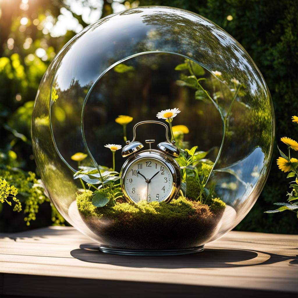 Alarm Clock in a Glass Bubble Garden