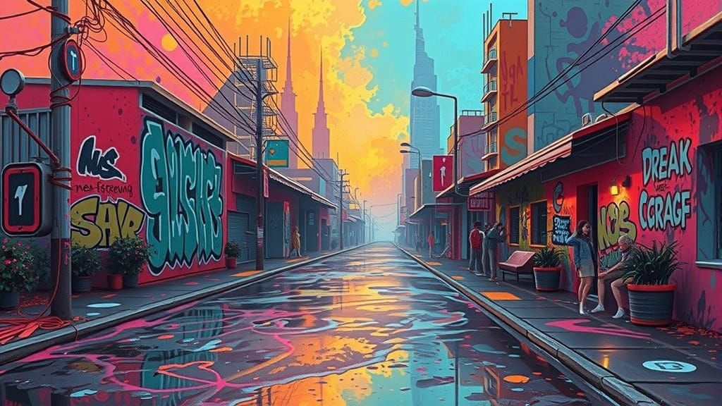 Cyberpunk Cityscape at Dusk