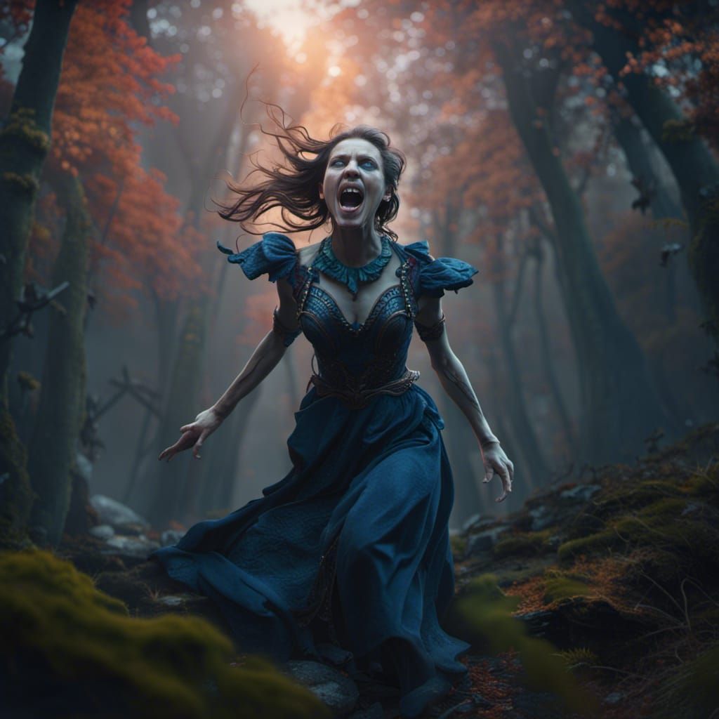 Screaming Woman: Detailed Matte Painting