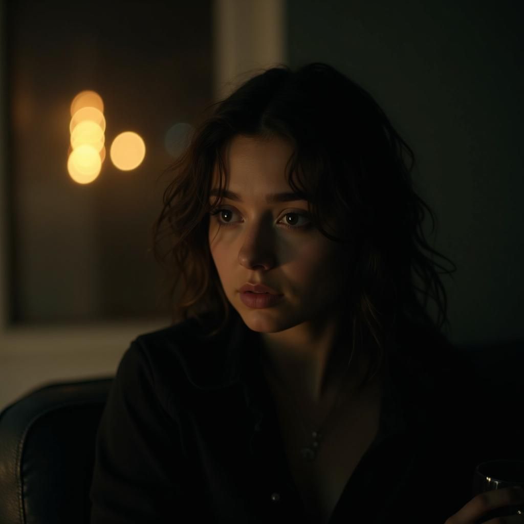 Woman in Moody Film Noir Style