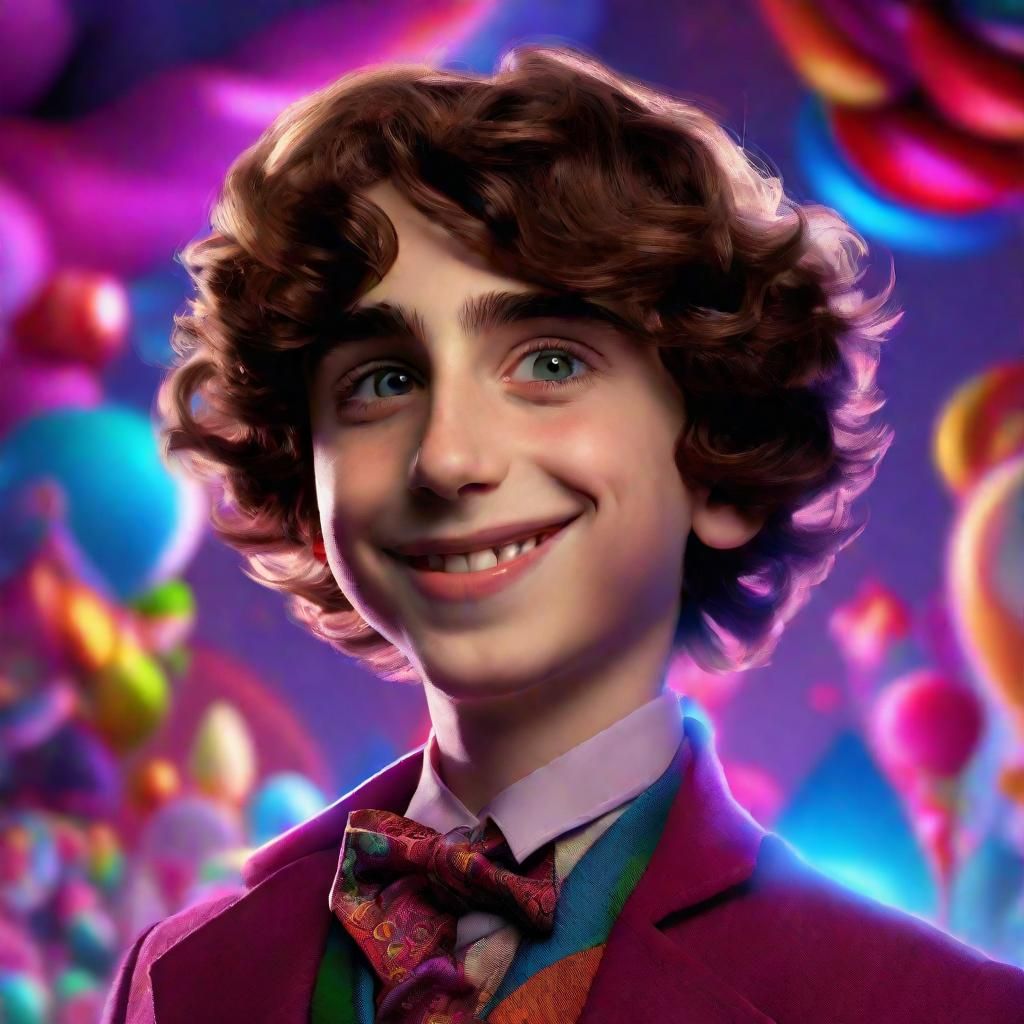 Young Wonka in Candyland: Detailed Portrait