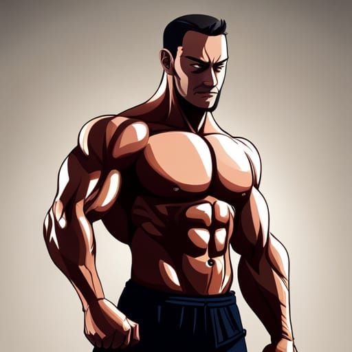 Bodybuilder. Front double bicep Pose. Extremely muscular. Tan. King. IFBB pro. Chris Bumstead. Dramatic.