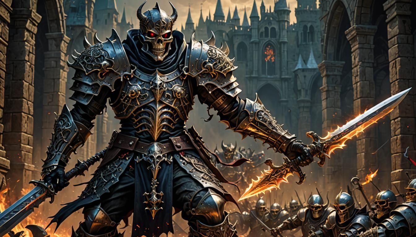 Skeleton Knight in Romanesque Battlefield