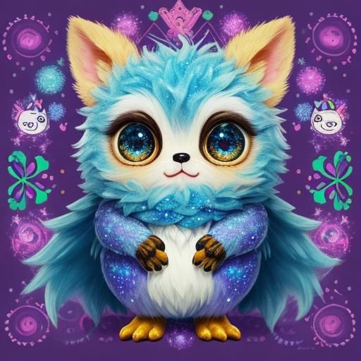 Whimsical Fluffy Critter with Sparkling Eyes