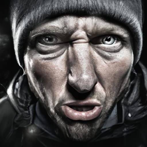 Angry Football Hooligan Portrait in Digital Art