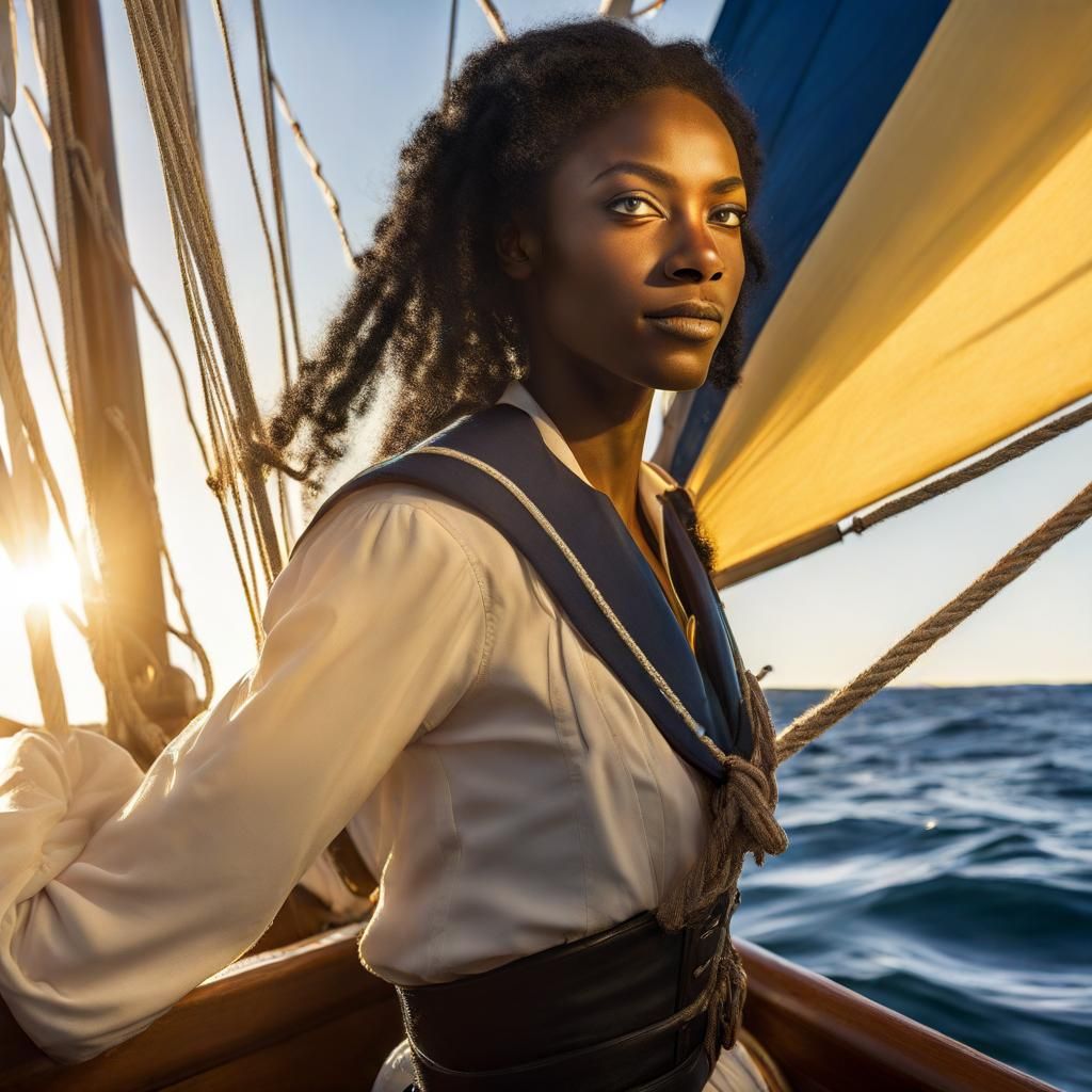 Nubian Female Sailor on Elven Sailing Ship