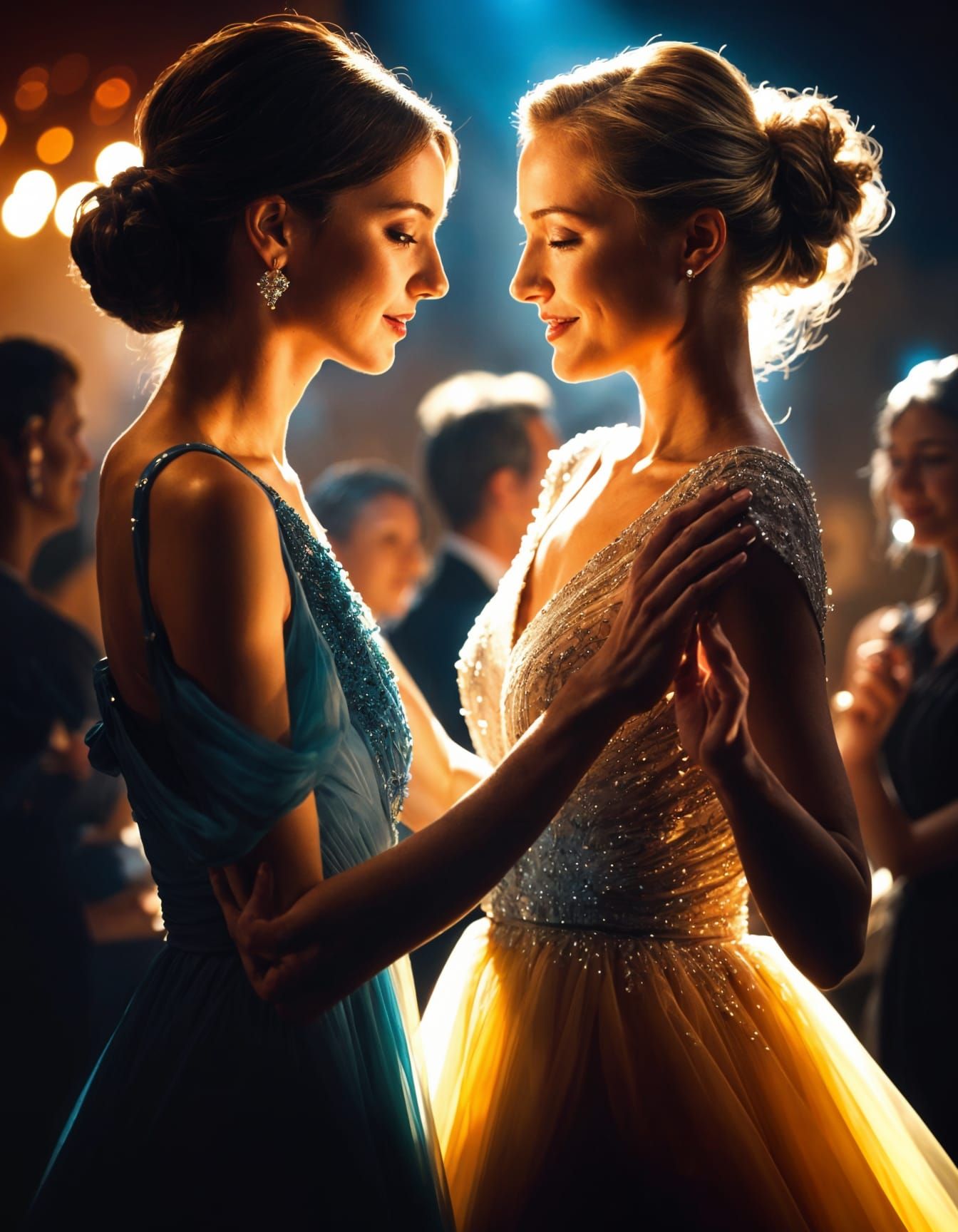Romantic Slow Dance in Cinematic Oil Painting Style