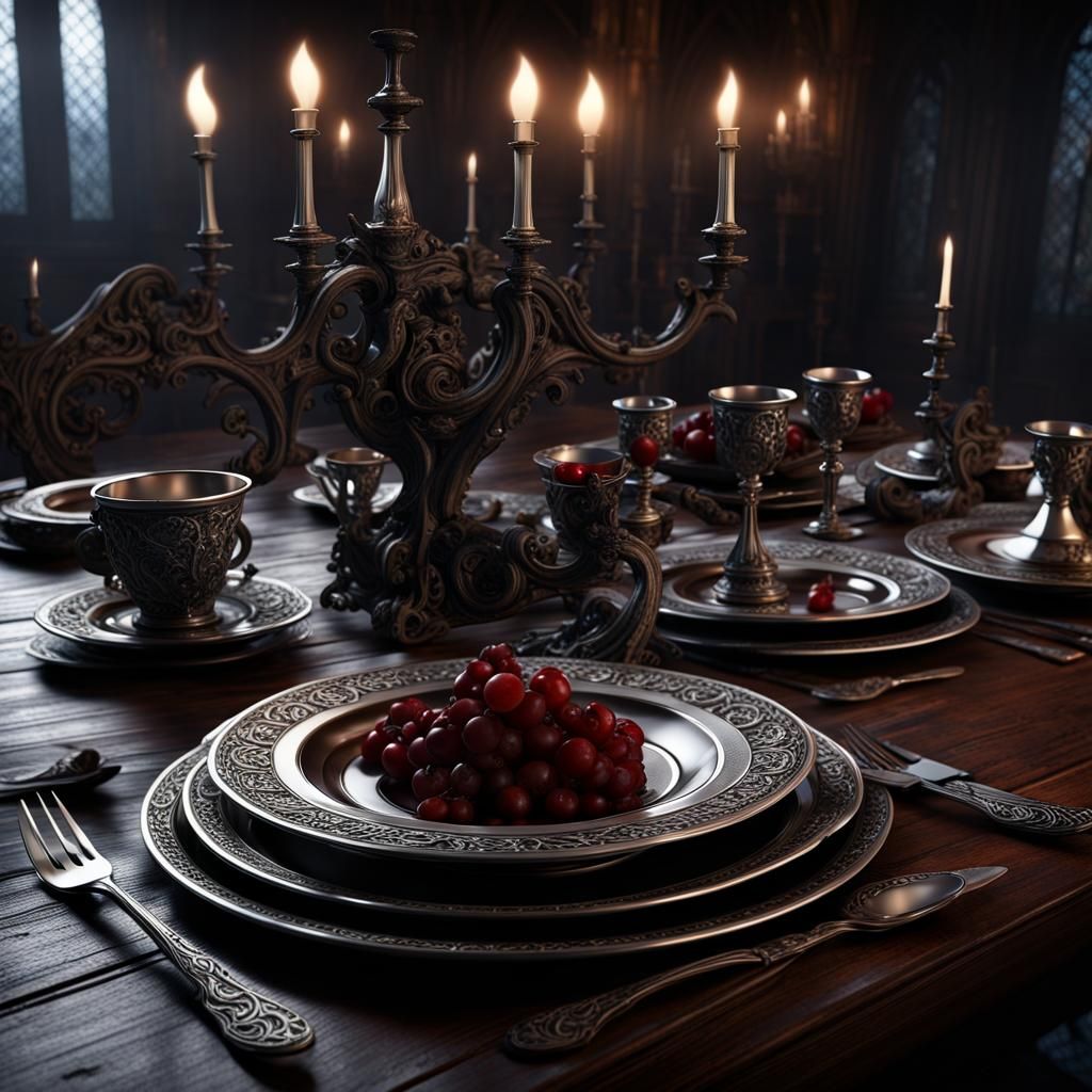 Gothic Vampire Dinner: A Dark Fantasy Still Life